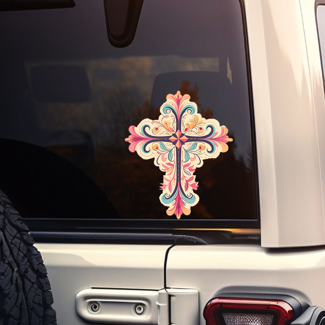 Christian Fancy Cross Sticker