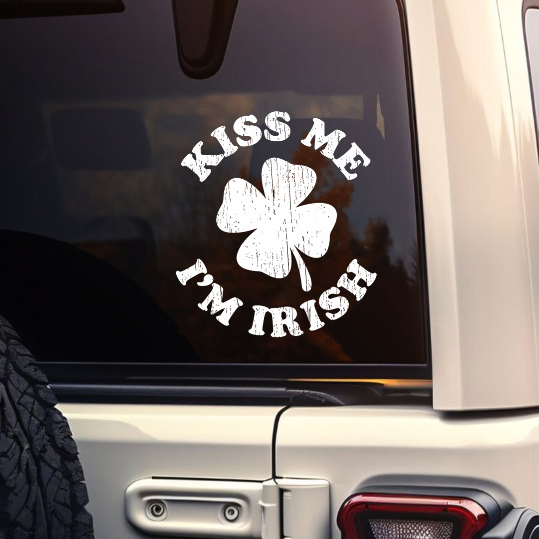Kiss Me I'm Irish Four-leaf Clover Sticker