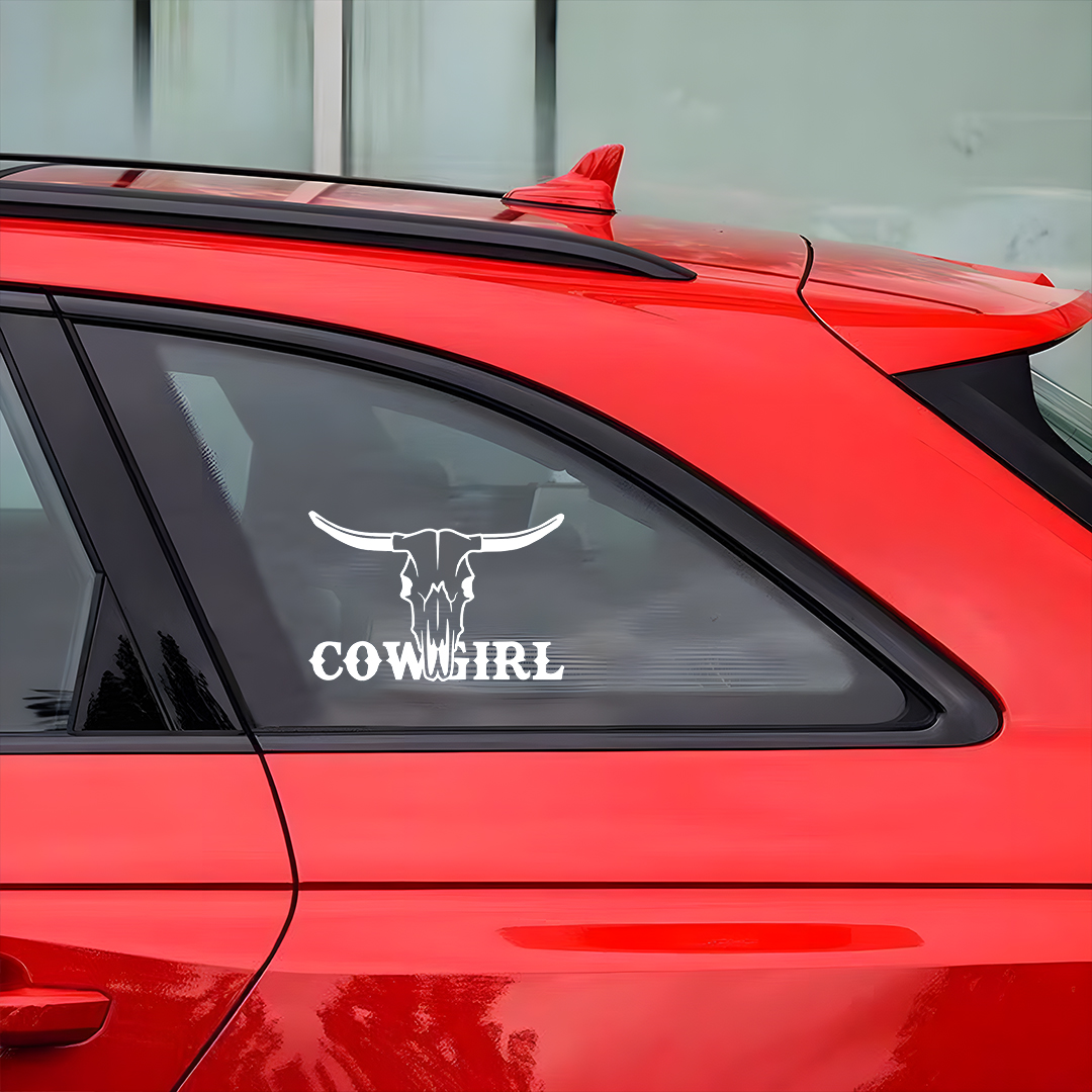 Cowgirl Bull Head Sticker