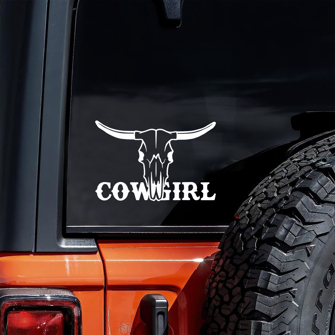 Cowgirl Bull Head Sticker