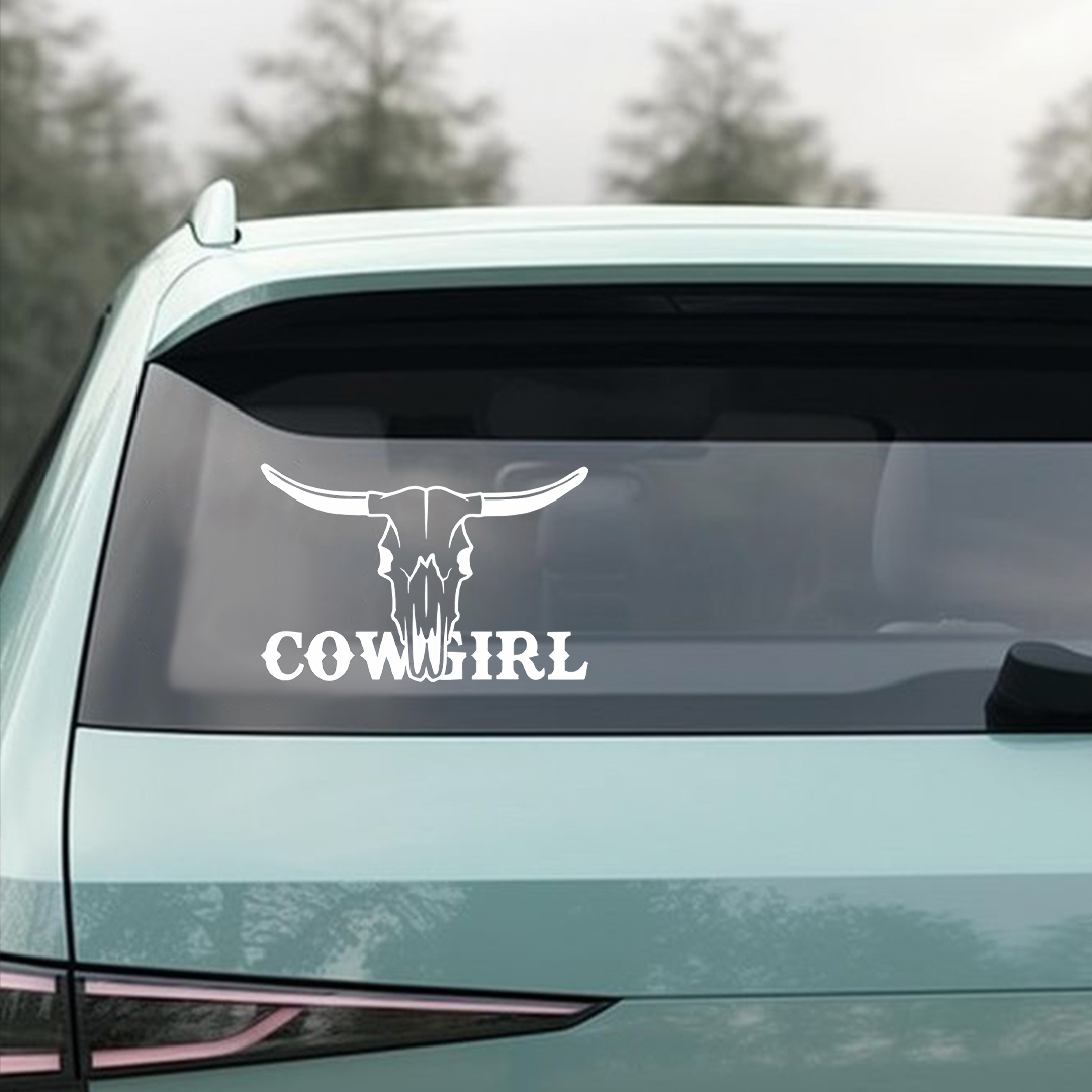 Cowgirl Bull Head Sticker