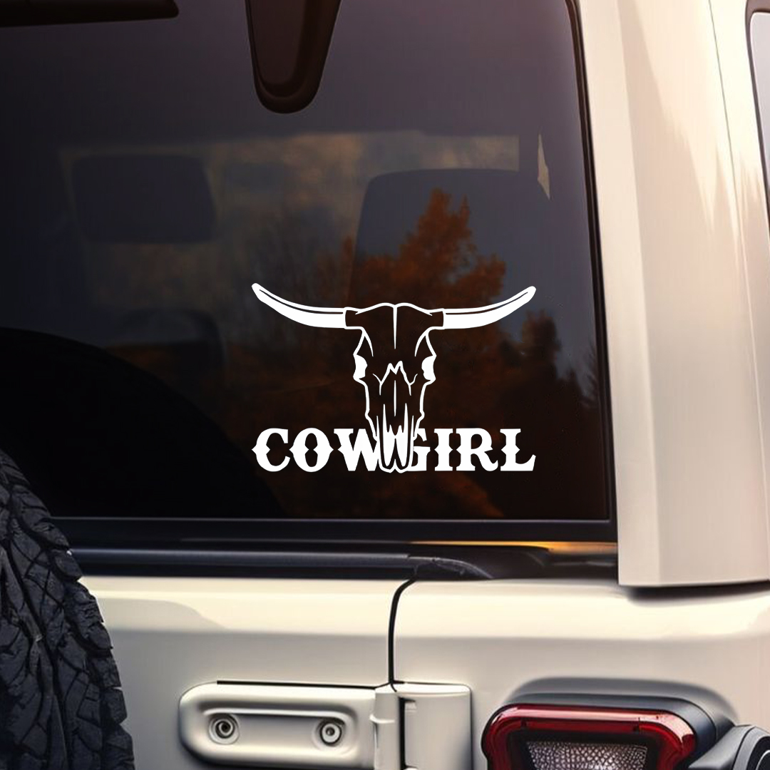 Cowgirl Bull Head Sticker