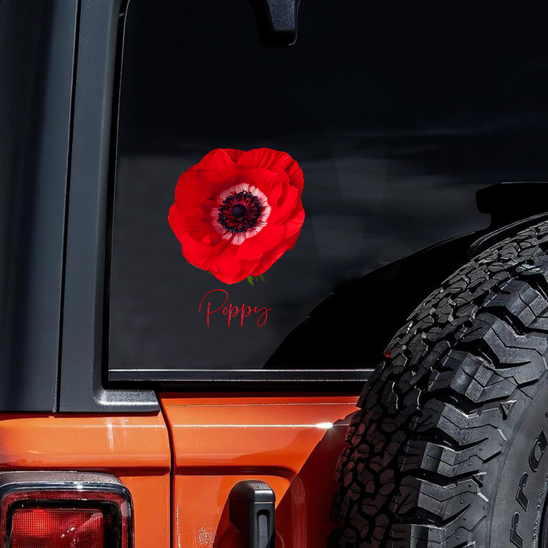 Lest We Forget Red Poppy Memorial Sticker