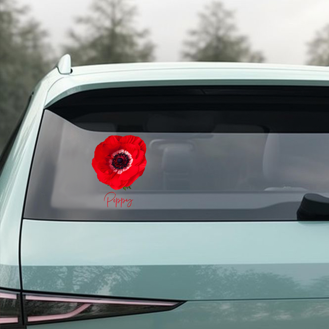 Lest We Forget Red Poppy Memorial Sticker