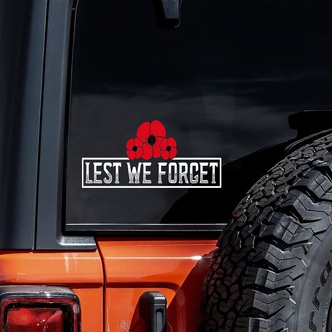 Lest We Forget Triple Poppies Sticker