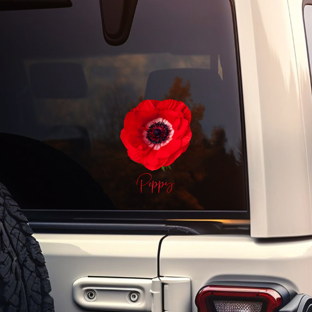 Lest We Forget Red Poppy Memorial Sticker
