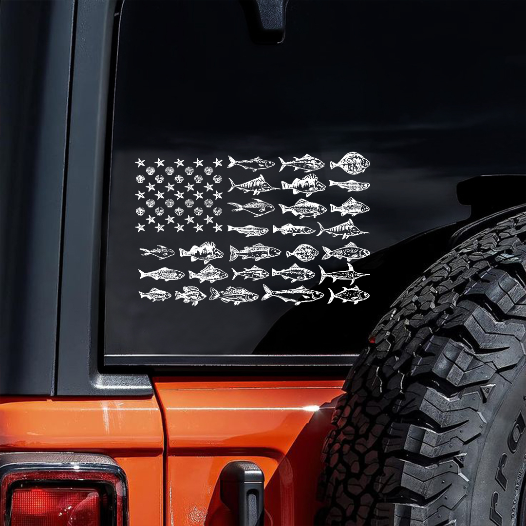 Fisherman Fish Flag Sticker