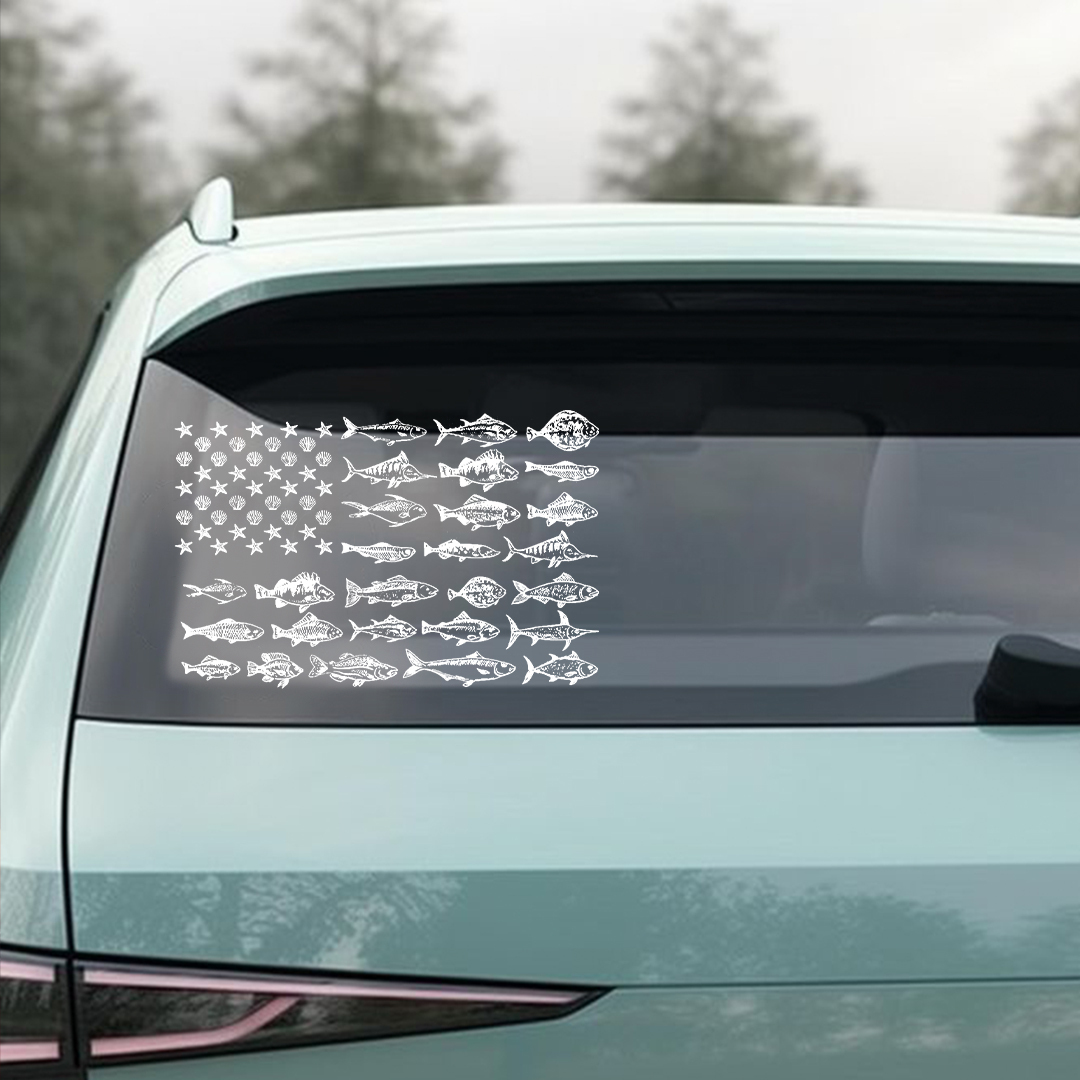 Fisherman Fish Flag Sticker