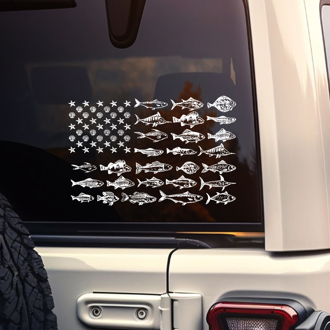 Fisherman Fish Flag Sticker