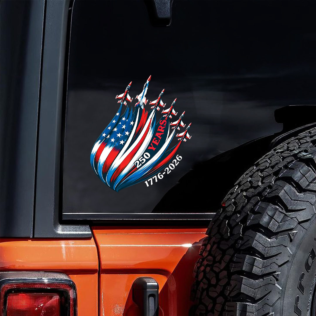 1776-2026 250 Years of U.S.A Flag Fighter Jet Sticker