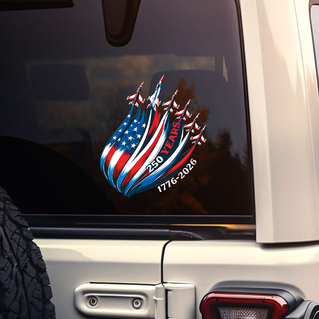 1776-2026 250 Years of U.S.A Flag Fighter Jet Sticker