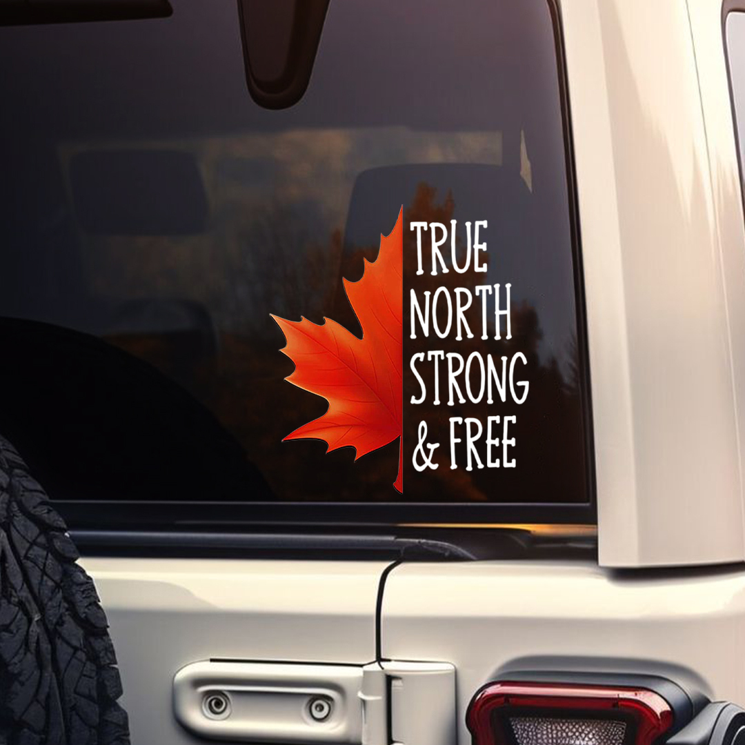 True North Strong & Free Canadian Maple Leaf Sticker