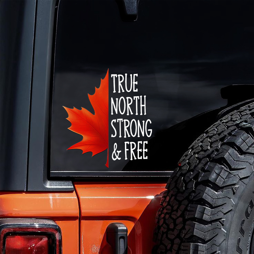 True North Strong & Free Canadian Maple Leaf Sticker