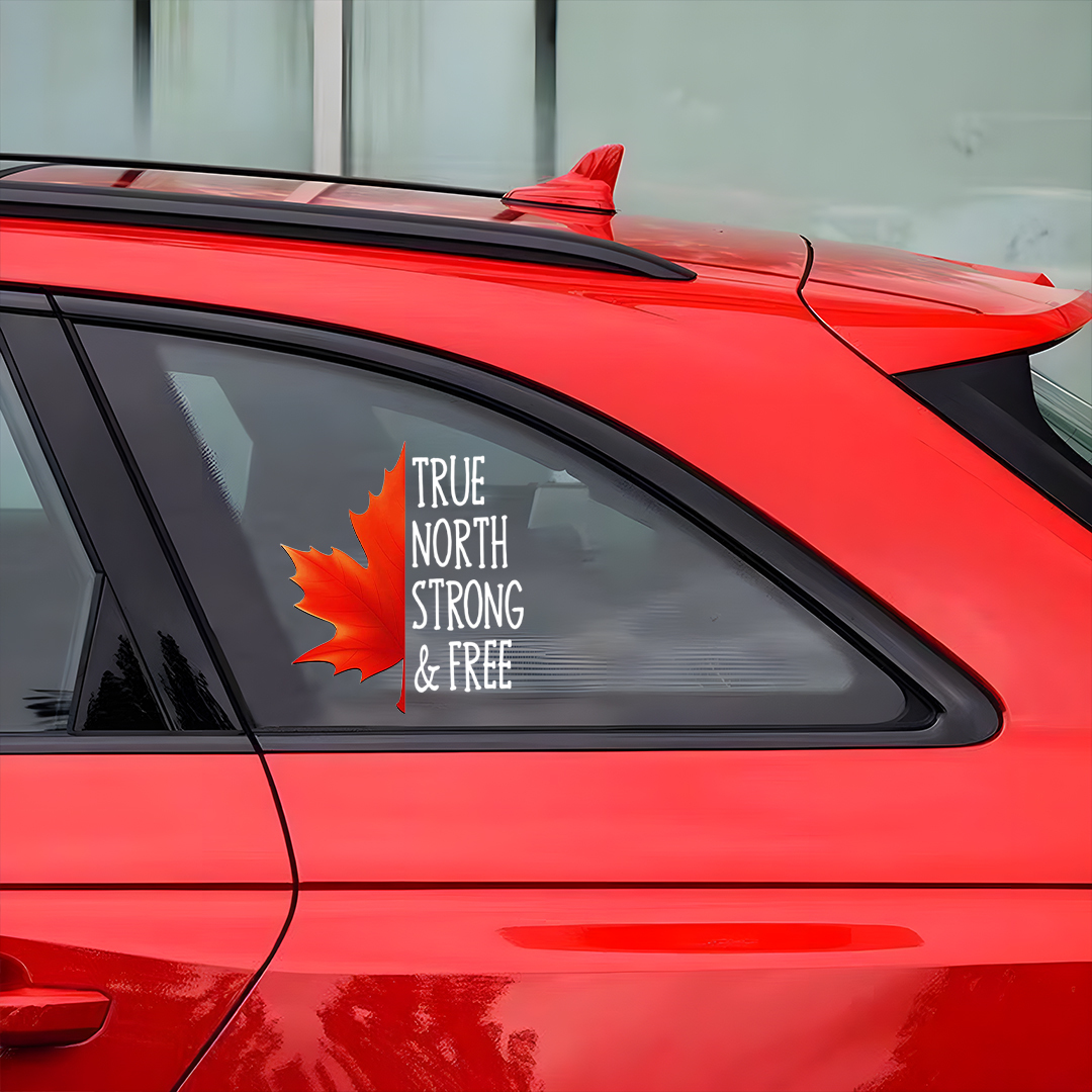 True North Strong & Free Canadian Maple Leaf Sticker