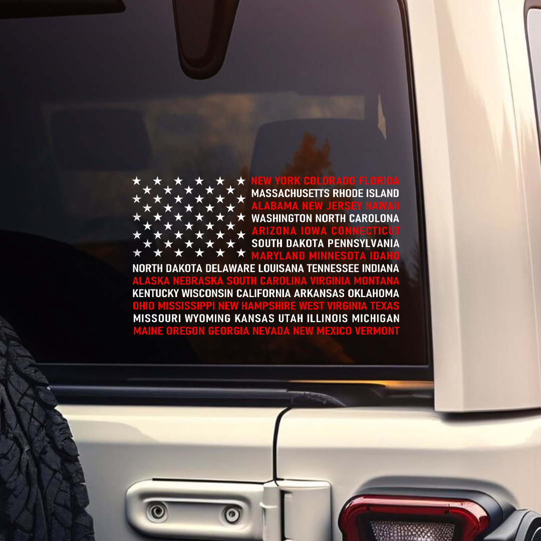 Fifty States of America National Flag Sticker