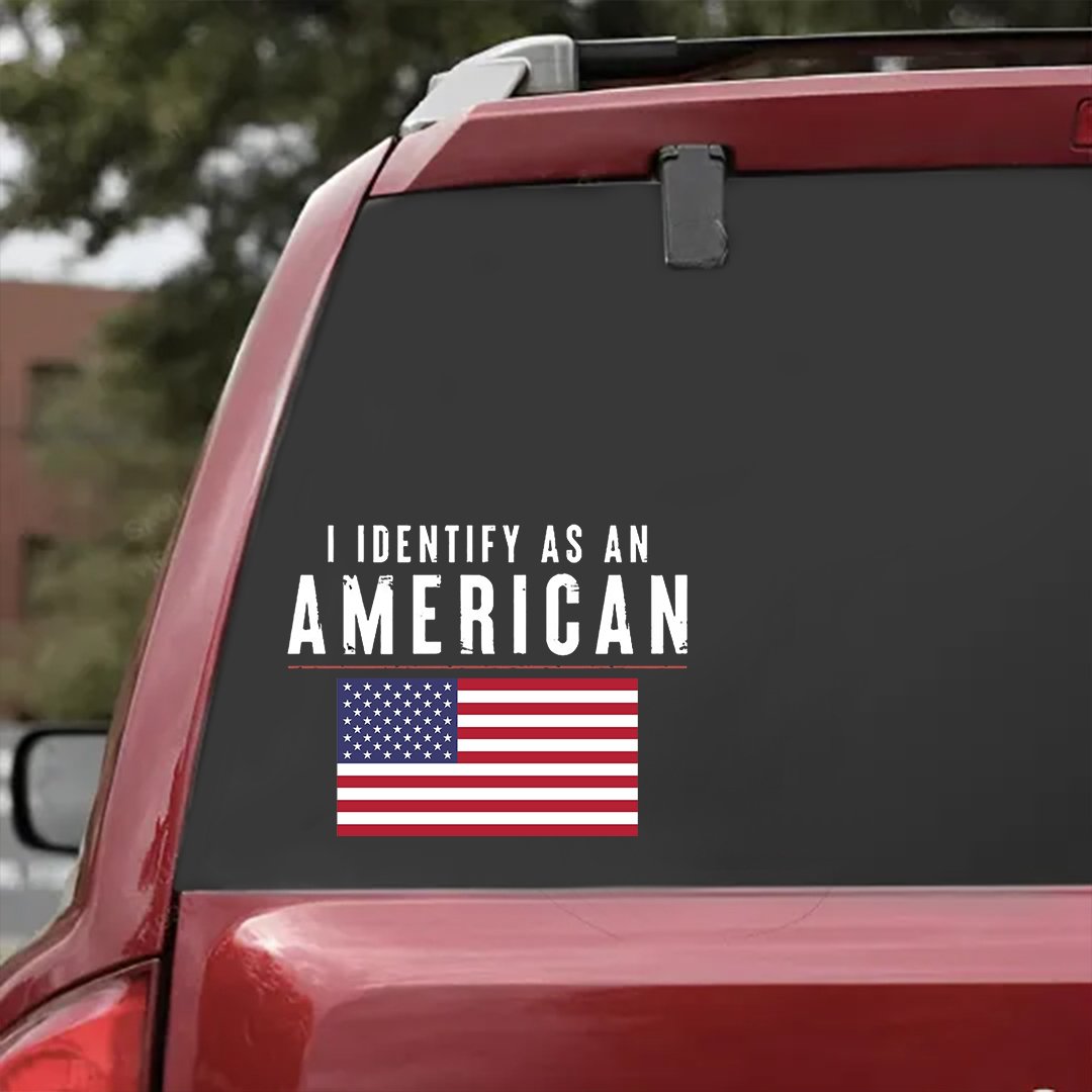 Identify As An American Veterans Stickers-Independence Day Sticker