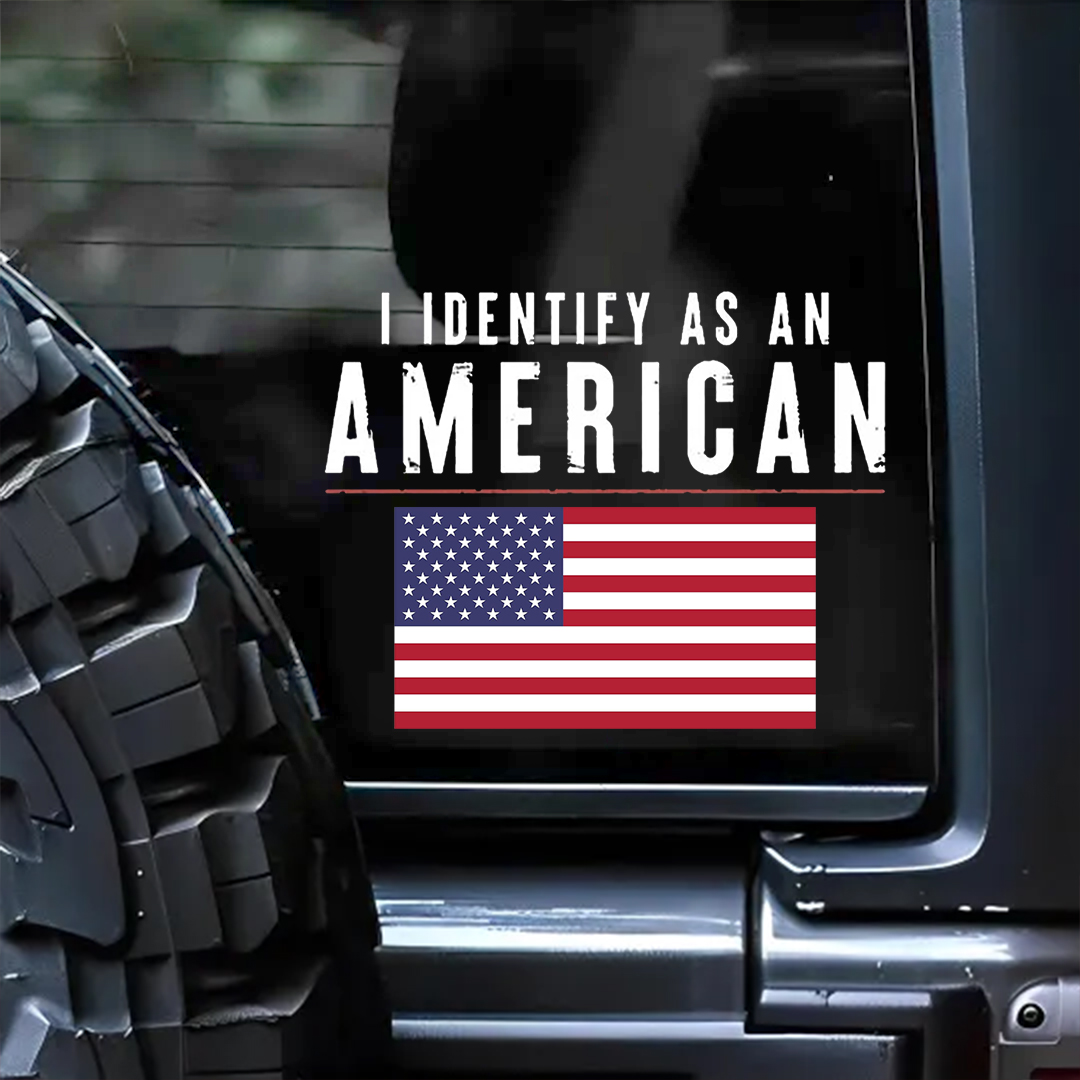 Identify As An American Veterans Stickers-Independence Day Sticker