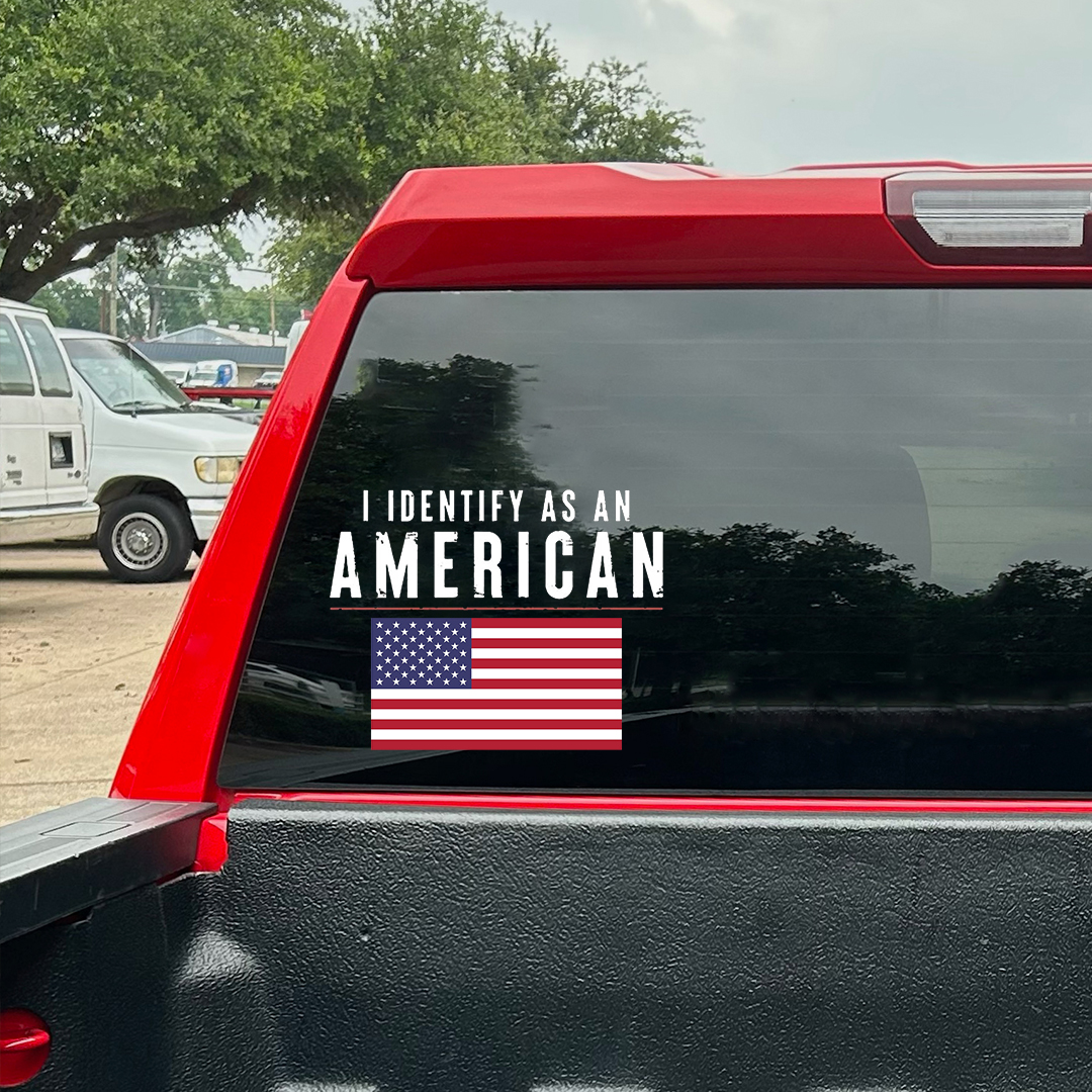 Identify As An American Veterans Stickers-Independence Day Sticker