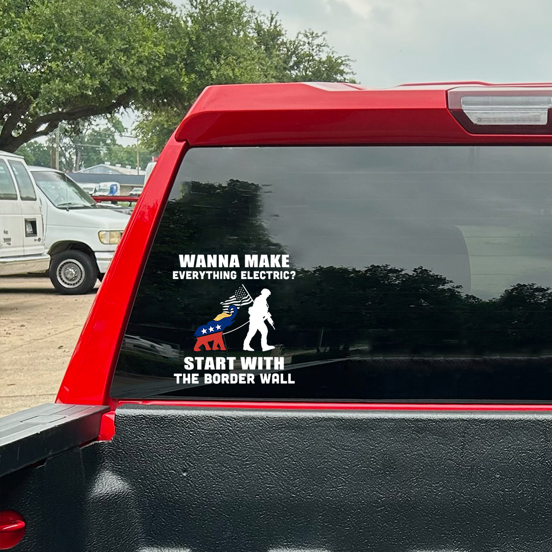 Start With The Border Wall Veterans Stickers-Independence Day Sticker