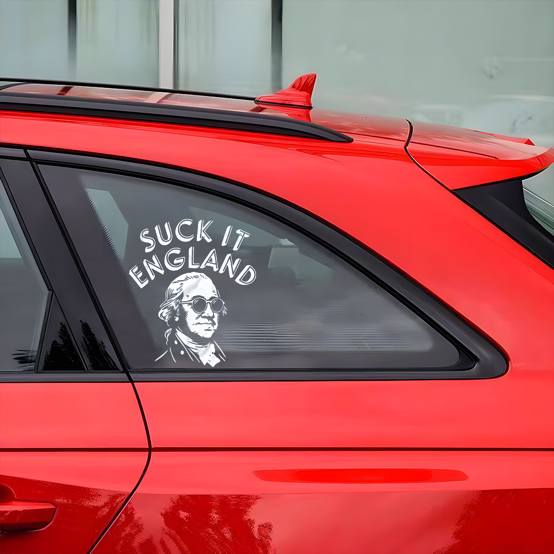 Suck It England Patriotic Car Decal – Funny 1776 Rebel Spirit Window Sticker