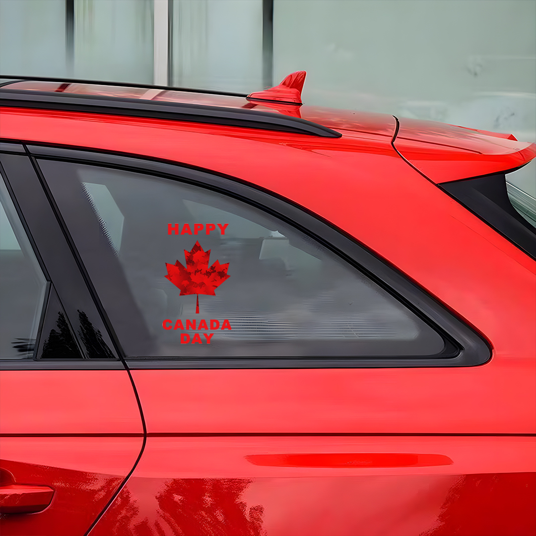 Happy Canada Day Maple Leaf Sticker