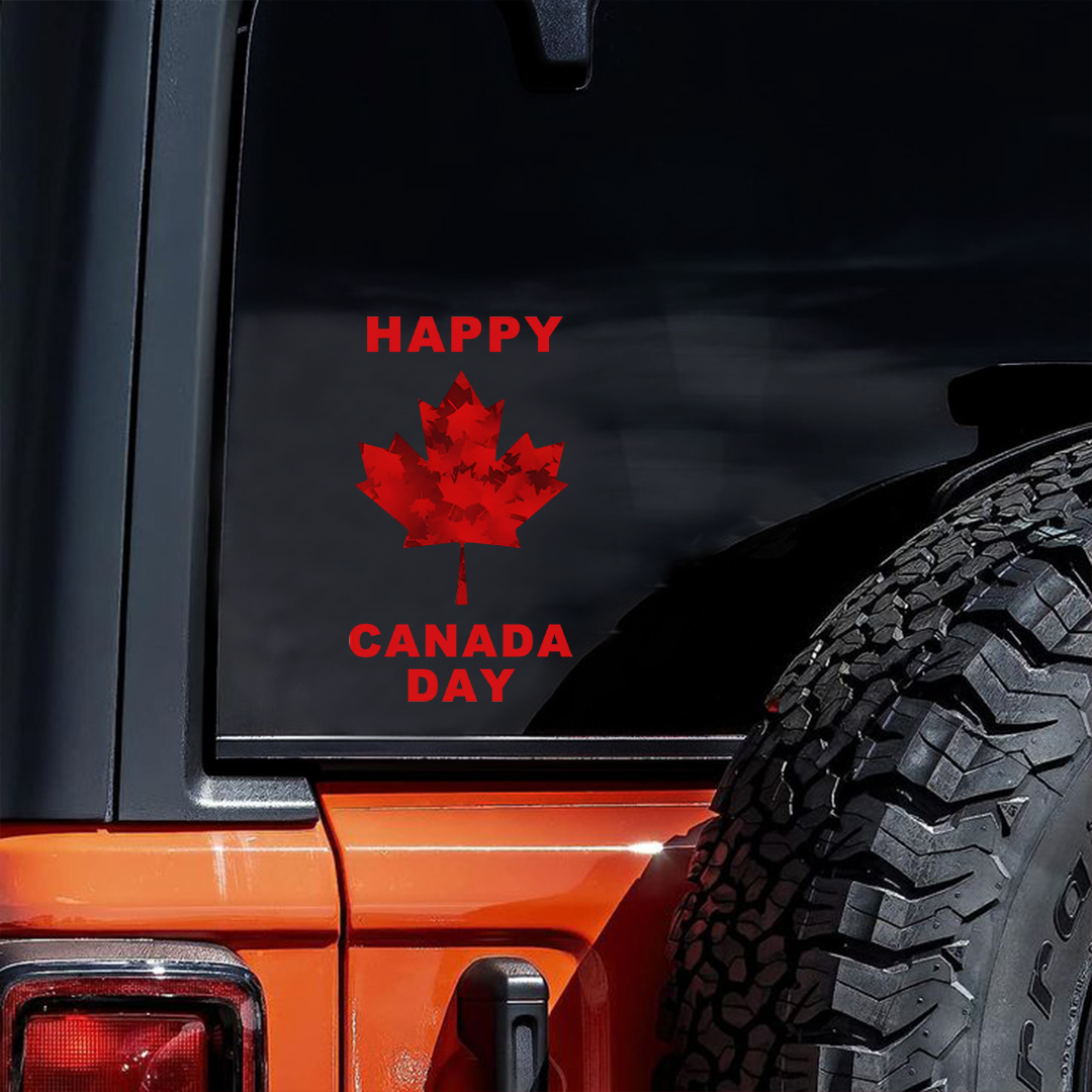 Happy Canada Day Maple Leaf Sticker