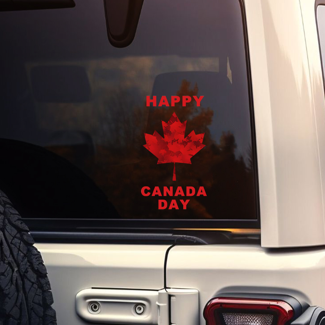 Happy Canada Day Maple Leaf Sticker