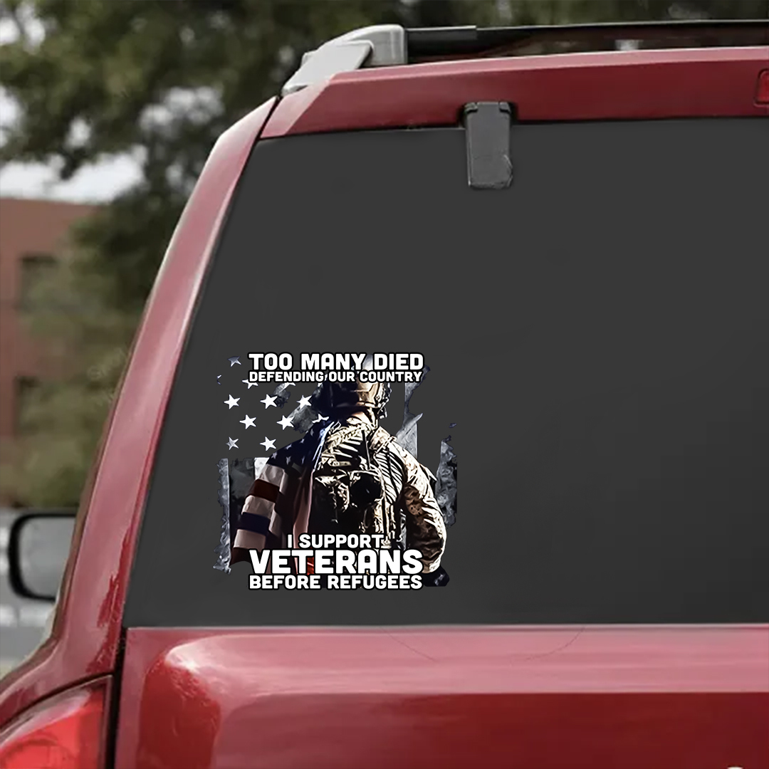 I Support Vets Before Refugees Veterans Stickers