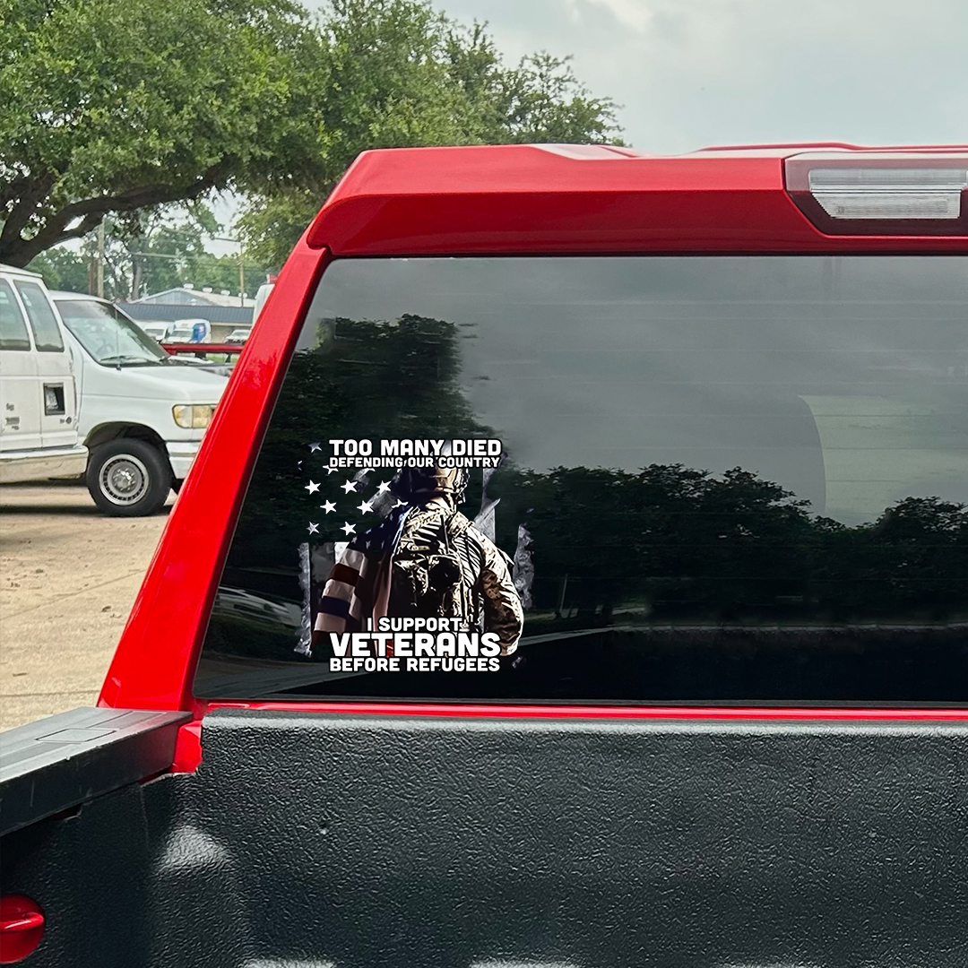 I Support Vets Before Refugees Veterans Stickers