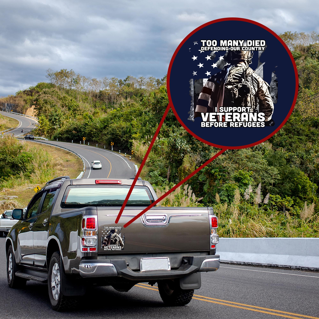 I Support Vets Before Refugees Veterans Stickers