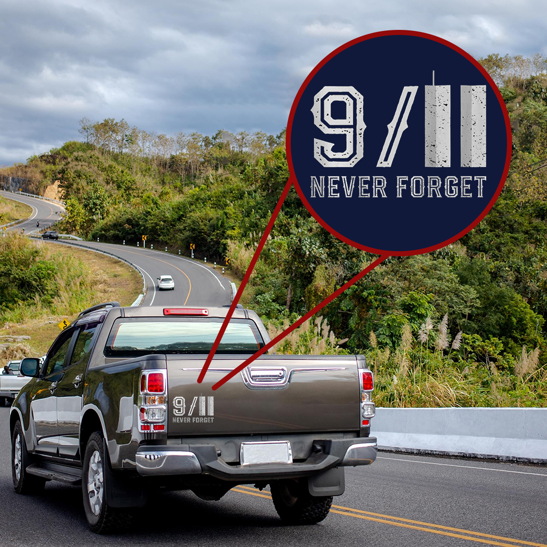 Cloudy Building Patriot Day Sticker