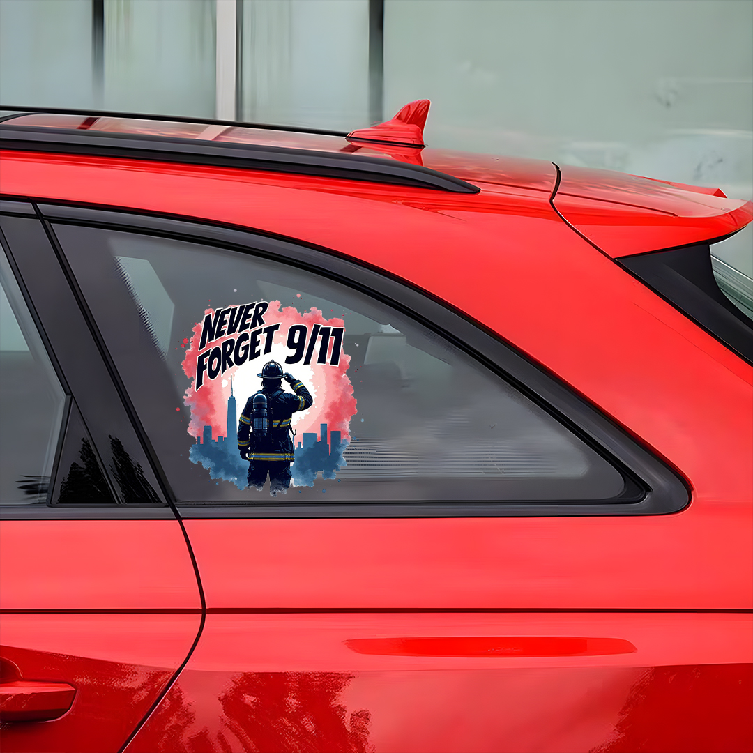 9/11 NEVER FORGET Firefighter Sticker