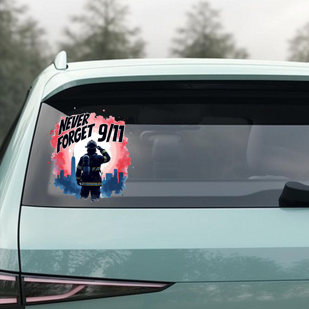 9/11 NEVER FORGET Firefighter Sticker