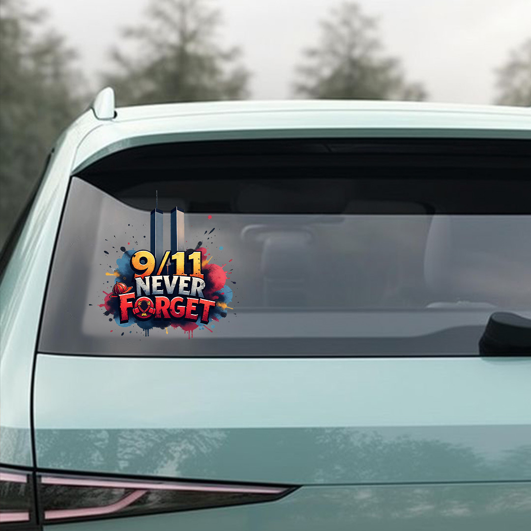 9/11 NEVER FORGET Sticker