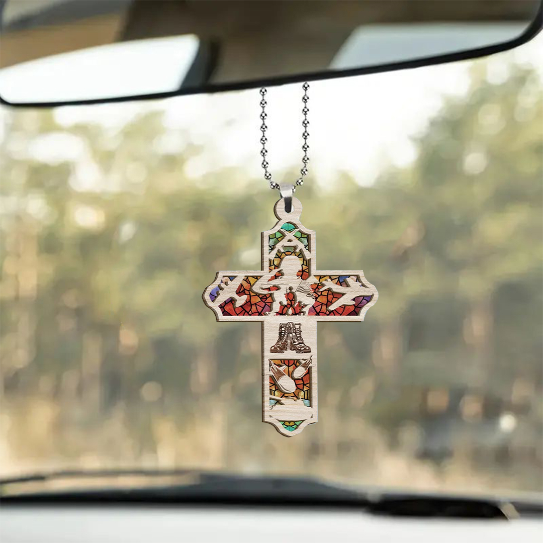 Cross Veteran Key Chain, Rearview Mirror Ornament