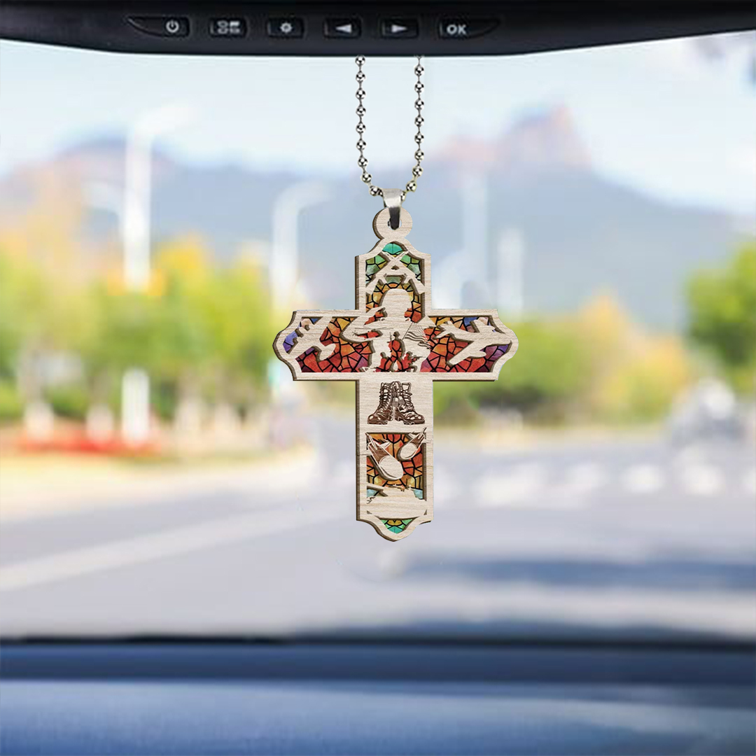 Cross Veteran Key Chain, Rearview Mirror Ornament
