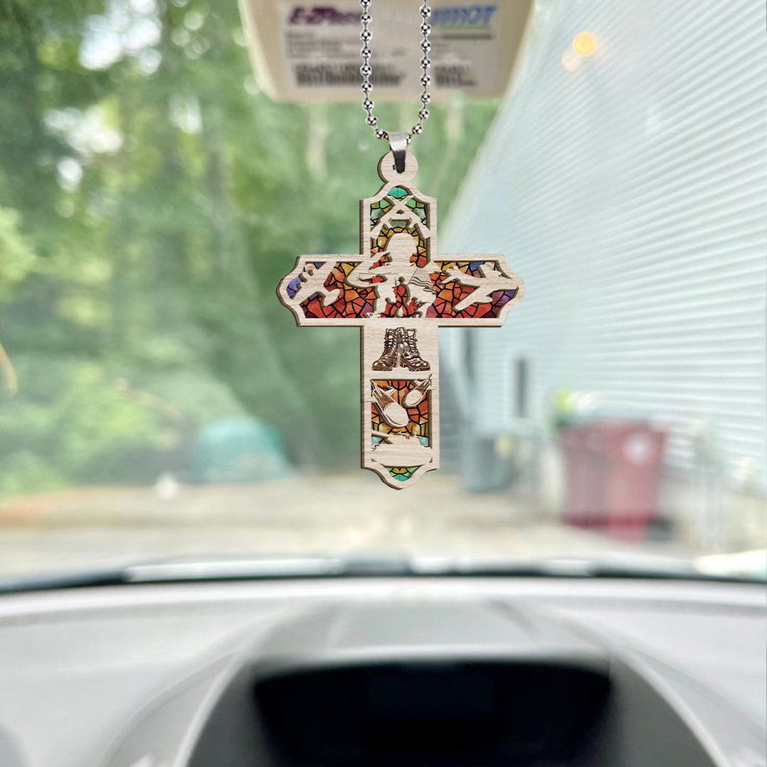 Cross Veteran Key Chain, Rearview Mirror Ornament