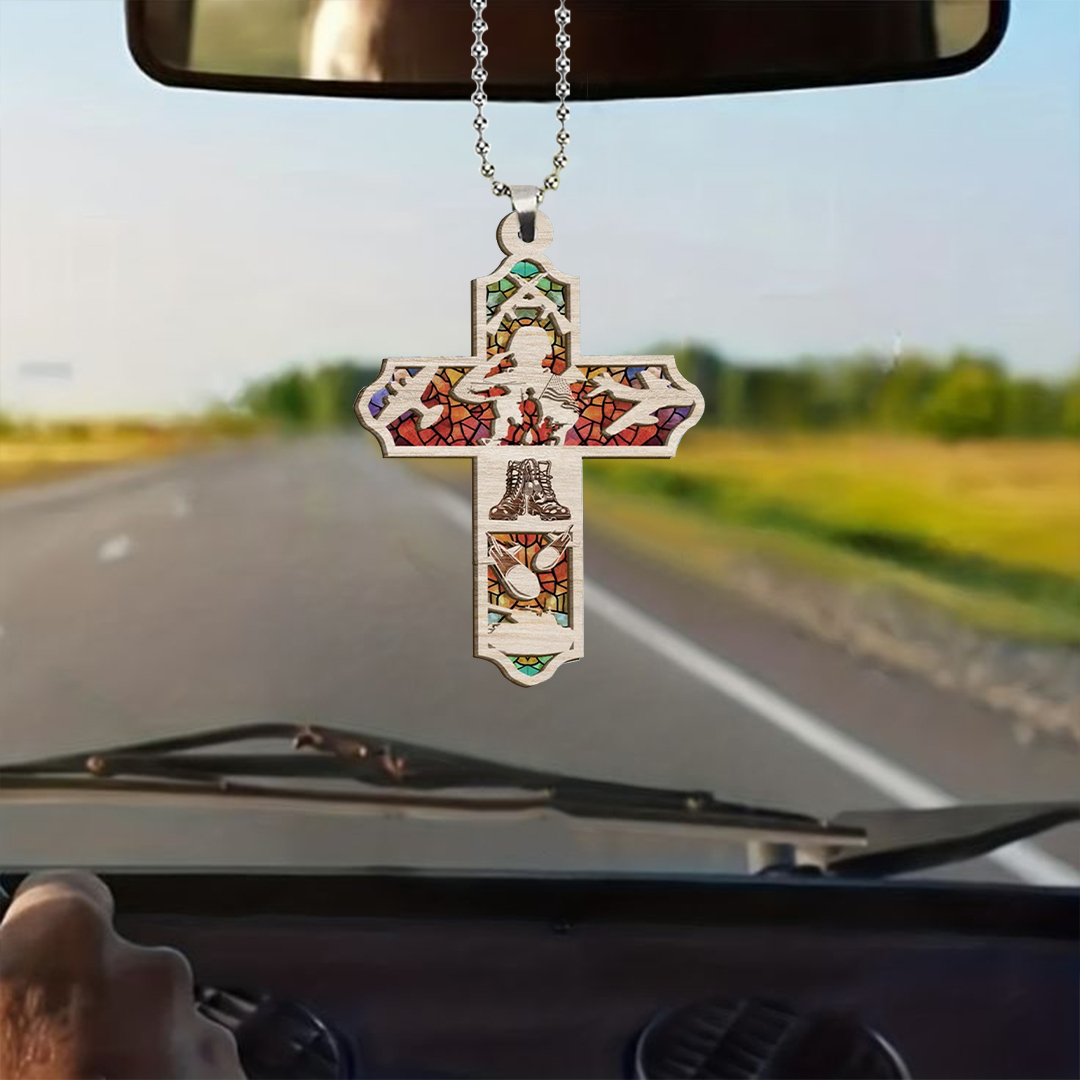 Cross Veteran Key Chain, Rearview Mirror Ornament
