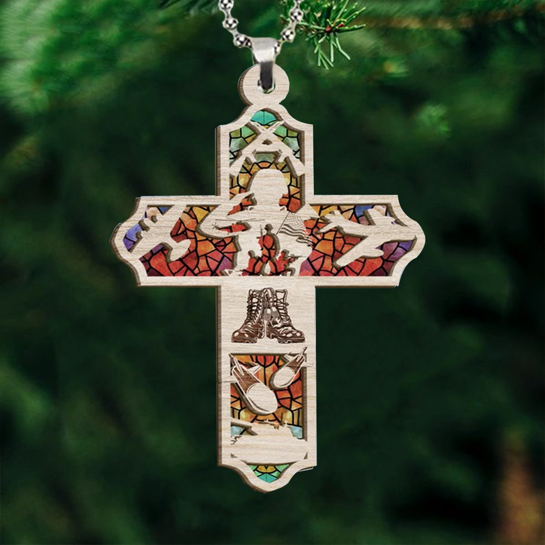 Cross Veteran Key Chain, Rearview Mirror Ornament