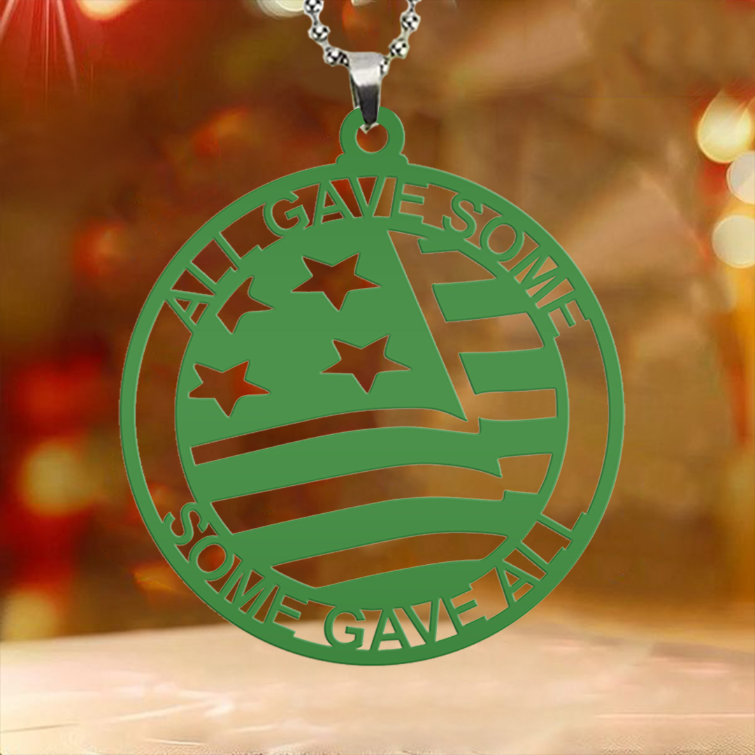 Green Flag Veteran Key Chain, Rearview Mirror Ornament