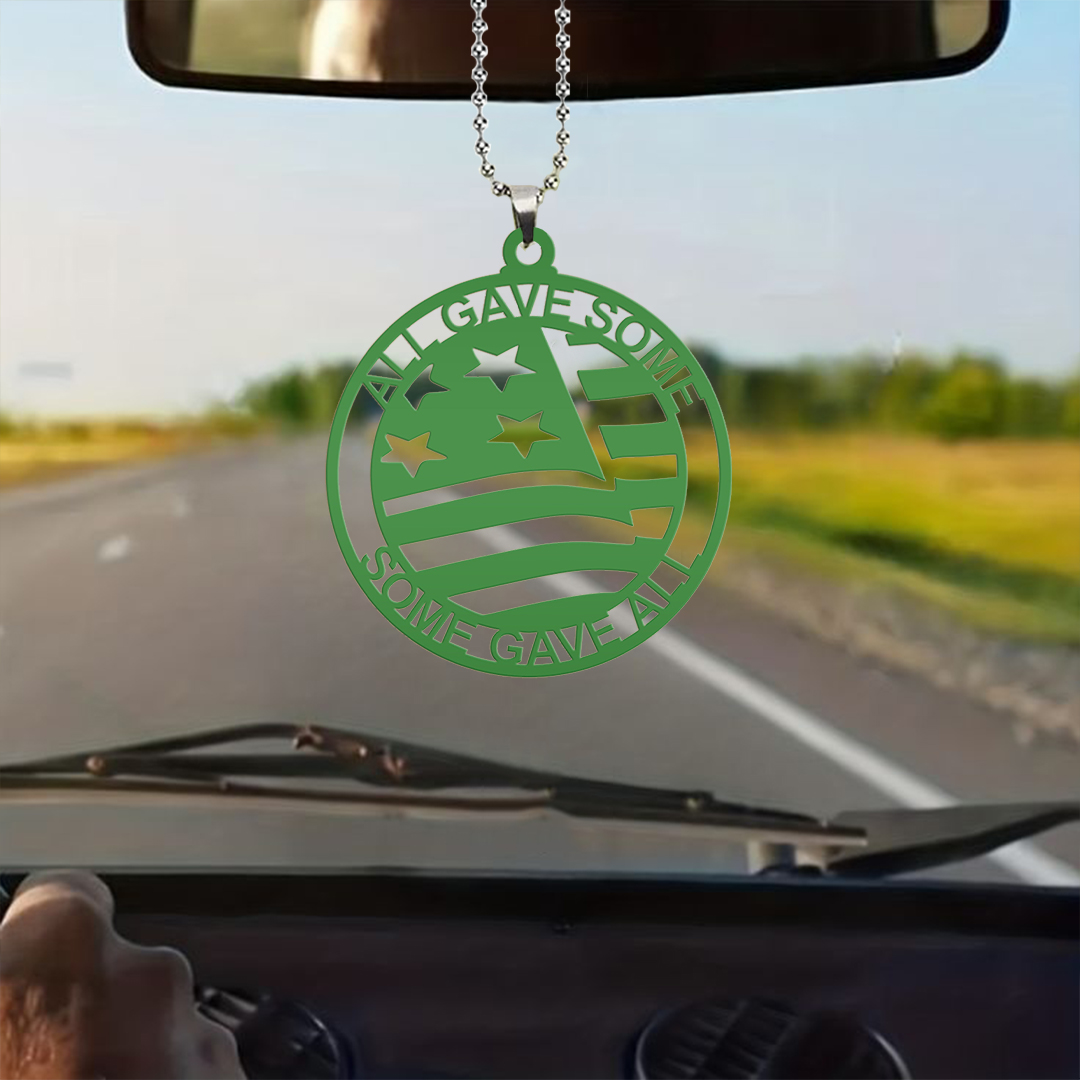Green Flag Veteran Key Chain, Rearview Mirror Ornament