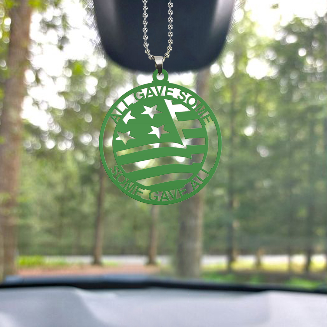 Green Flag Veteran Key Chain, Rearview Mirror Ornament