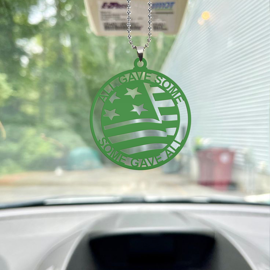 Green Flag Veteran Key Chain, Rearview Mirror Ornament