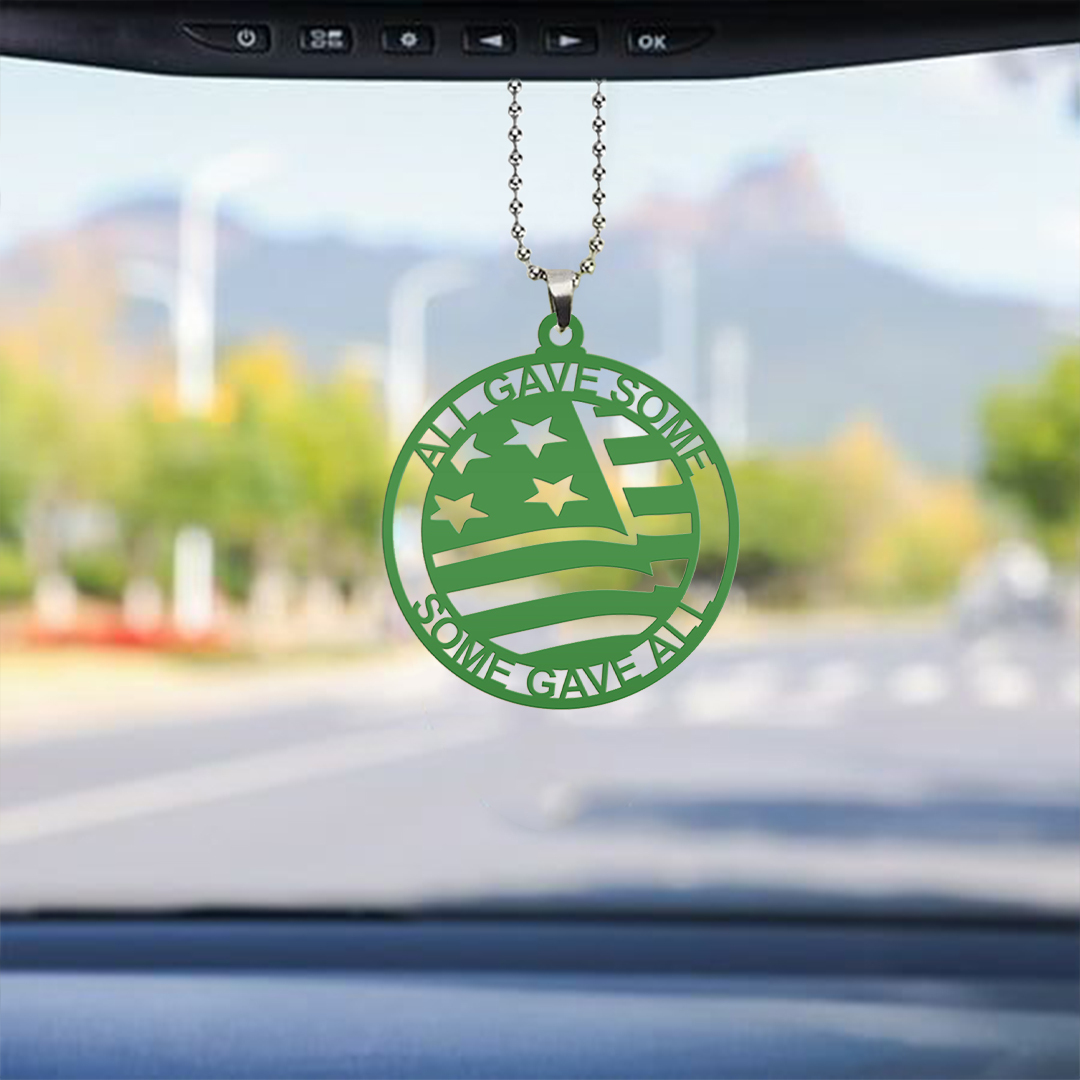 Green Flag Veteran Key Chain, Rearview Mirror Ornament