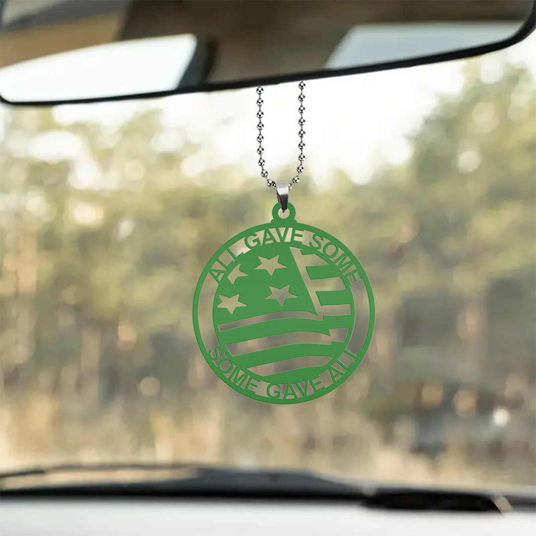 Green Flag Veteran Key Chain, Rearview Mirror Ornament