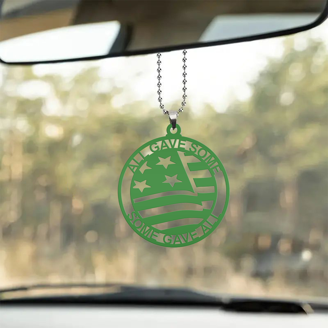 Green Flag Veteran Key Chain, Rearview Mirror Ornament