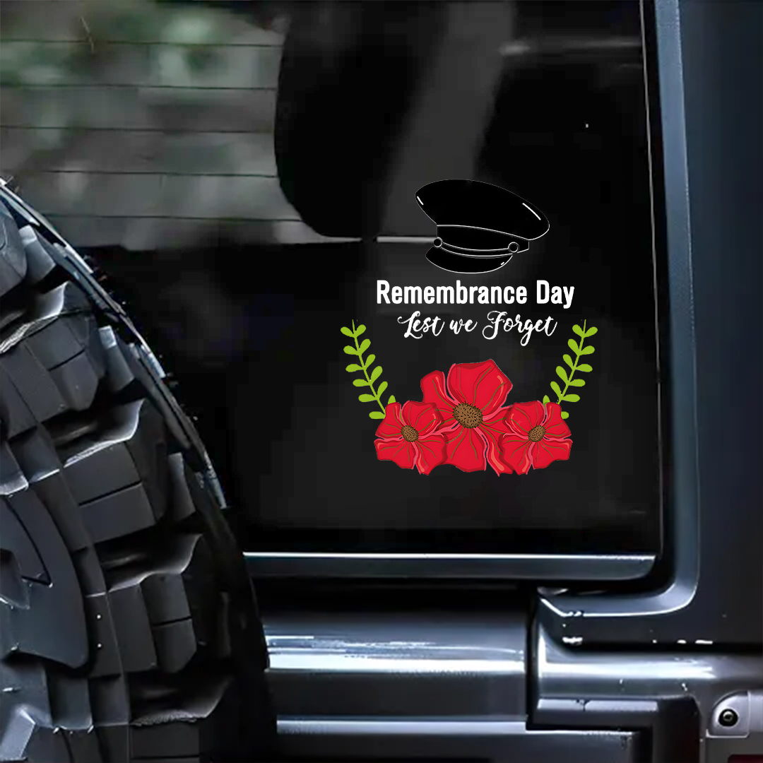 Lest We Forget  Decal, Hat Soldier Remembrance Day Sticker