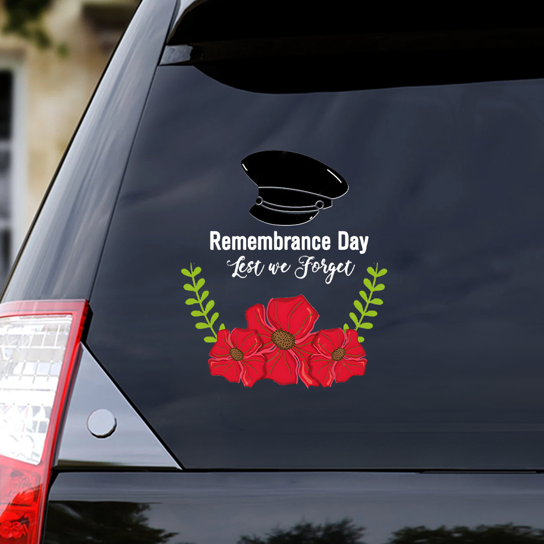 Lest We Forget  Decal, Hat Soldier Remembrance Day Sticker