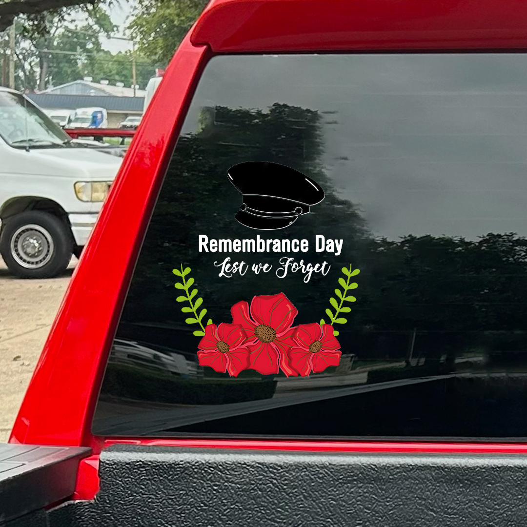 Lest We Forget  Decal, Hat Soldier Remembrance Day Sticker