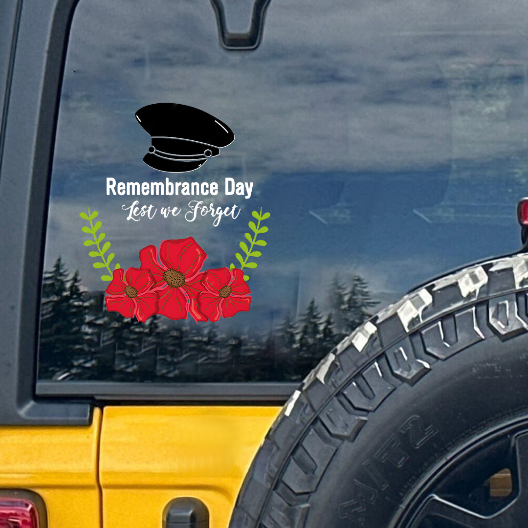 Lest We Forget  Decal, Hat Soldier Remembrance Day Sticker